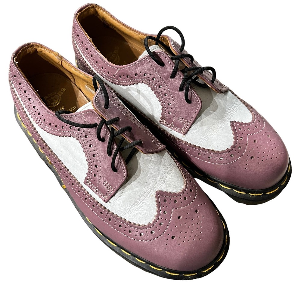 Vintage Dr. Martens 3989 English Brogue White/Lavender Oxfords Size 5UK/ US 7
